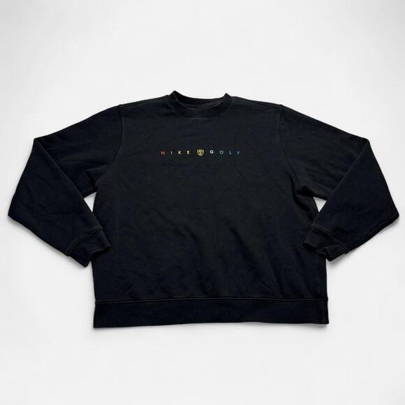 Nike Other - Nike Golf Rainbow Embroidered Center Logo Crewneck Sweatshirt Black Men’s Large
